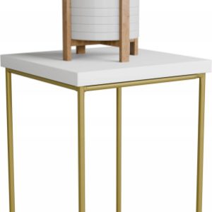 Stolik pomocniczy Druciany Kwietnik 20x20x30 Loft Złoty+Biały Mat 925150 Stolik pomocniczy Druciany Kwietnik 20x20x30 Loft Złoty+Biały Mat 925150