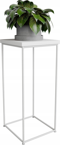Stolik pomocniczy Druciany Kwietnik 20x20x40 Loft Biały+Biały Mat 925189