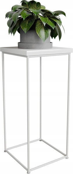 Stolik pomocniczy Druciany Kwietnik 20x20x40 Loft Biały+Biały Połysk 925121