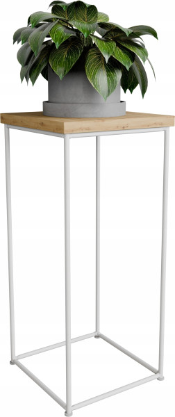 Stolik pomocniczy Druciany Kwietnik 20x20x40 Loft Biały+Dąb Artisan 925130