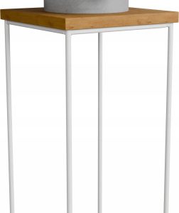 Stolik pomocniczy Druciany Kwietnik 20x20x40 Loft Biały+Dąb Lancelot 925175 Stolik pomocniczy Druciany Kwietnik 20x20x40 Loft Biały+Dąb Lancelot 925175