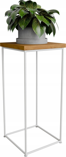 Stolik pomocniczy Druciany Kwietnik 20x20x40 Loft Biały+Dąb Lancelot 925175
