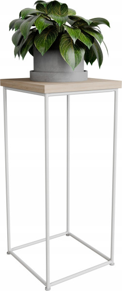 Stolik pomocniczy Druciany Kwietnik 20x20x40 Loft Biały+Dąb Sonoma 925145