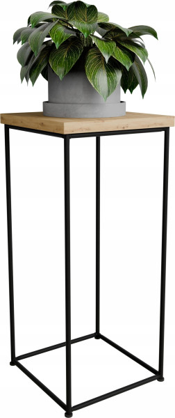 Stolik pomocniczy Druciany Kwietnik 20x20x40 Loft Czarny+Dąb Artisan 925190