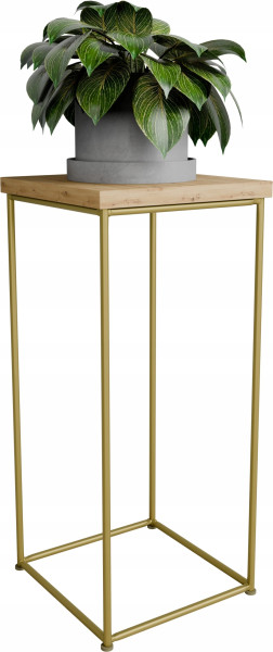 Stolik pomocniczy Druciany Kwietnik 20x20x40 Loft Złoty+Dąb Artisan 925131