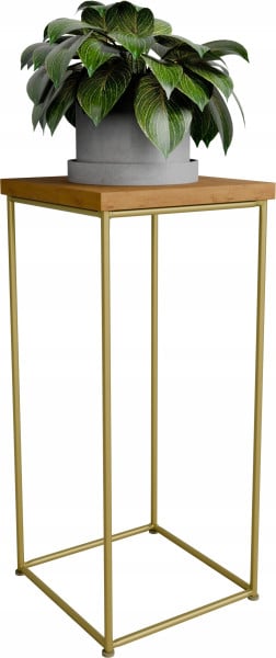 Stolik pomocniczy Druciany Kwietnik 20x20x40 Loft Złoty+Dąb Lancelot 925181