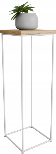 Stolik pomocniczy Druciany Kwietnik 20x20x60 Loft Biały+Dąb Artisan 925187