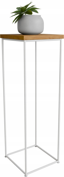 Stolik pomocniczy Druciany Kwietnik 20x20x60 Loft Biały+Dąb Lancelot 925161