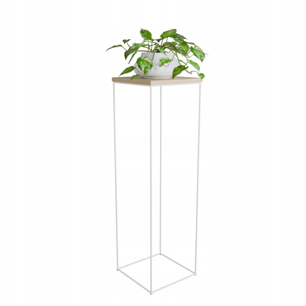 Stolik pomocniczy Druciany Kwietnik 30x30x100 Loft Biały+Dąb Artisan 926490