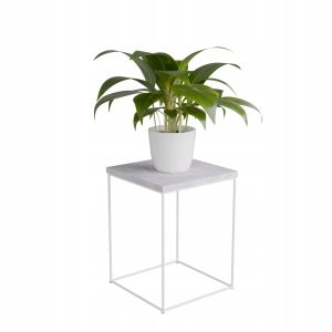 Stolik pomocniczy Druciany Kwietnik 30x30x40 Loft Biały+Beton Jasny 925678 Stolik pomocniczy Druciany Kwietnik 30x30x40 Loft Biały+Beton Jasny 925678