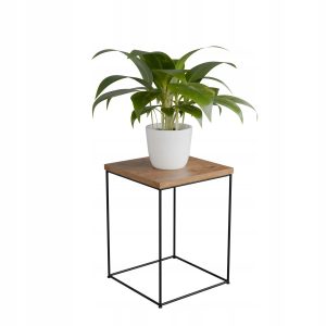 Stolik pomocniczy Druciany Kwietnik 30x30x40 Loft Czarny+Dąb Lancelot 925719 Stolik pomocniczy Druciany Kwietnik 30x30x40 Loft Czarny+Dąb Lancelot 925719