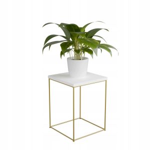 Stolik pomocniczy Druciany Kwietnik 30x30x40 Loft Złoty+Biały Mat 925704 Stolik pomocniczy Druciany Kwietnik 30x30x40 Loft Złoty+Biały Mat 925704