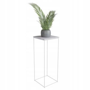 Stolik pomocniczy Druciany Kwietnik 30x30x80 Loft Biały+Beton Jasny 925539 Stolik pomocniczy Druciany Kwietnik 30x30x80 Loft Biały+Beton Jasny 925539