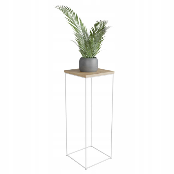 Stolik pomocniczy Druciany Kwietnik 30x30x80 Loft Biały+Dąb Artisan 925535