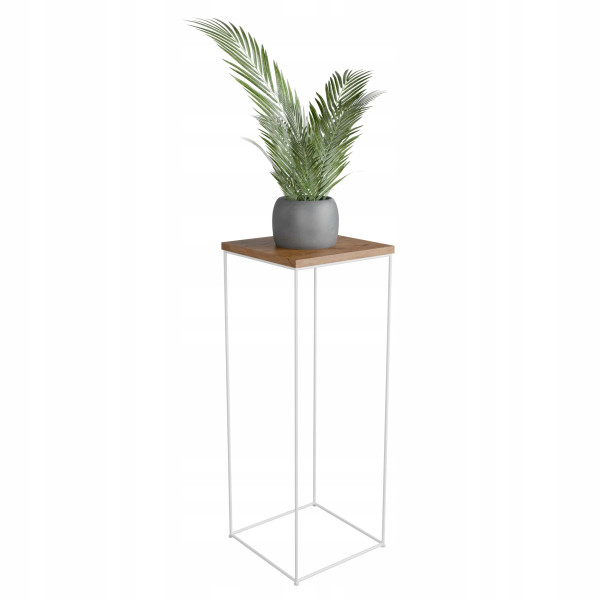 Stolik pomocniczy Druciany Kwietnik 30x30x80 Loft Biały+Dąb Lancelot 925526