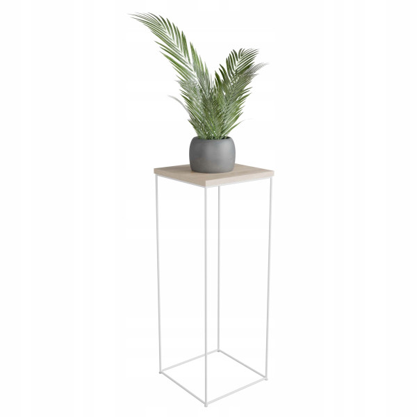 Stolik pomocniczy Druciany Kwietnik 30x30x80 Loft Biały+Dąb Sonoma 925541
