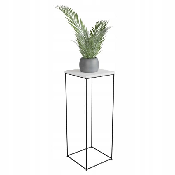 Stolik pomocniczy Druciany Kwietnik 30x30x80 Loft Czarny+Biały Połysk 925525