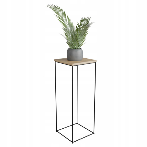 Stolik pomocniczy Druciany Kwietnik 30x30x80 Loft Czarny+Dąb Artisan 925528