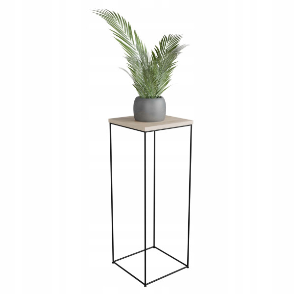Stolik pomocniczy Druciany Kwietnik 30x30x80 Loft Czarny+Dąb Sonoma 925532