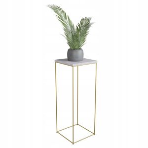 Stolik pomocniczy Druciany Kwietnik 30x30x80 Loft Złoty+Beton Jasny 925538 Stolik pomocniczy Druciany Kwietnik 30x30x80 Loft Złoty+Beton Jasny 925538
