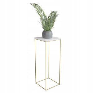 Stolik pomocniczy Druciany Kwietnik 30x30x80 Loft Złoty+Biały Mat 925521 Stolik pomocniczy Druciany Kwietnik 30x30x80 Loft Złoty+Biały Mat 925521