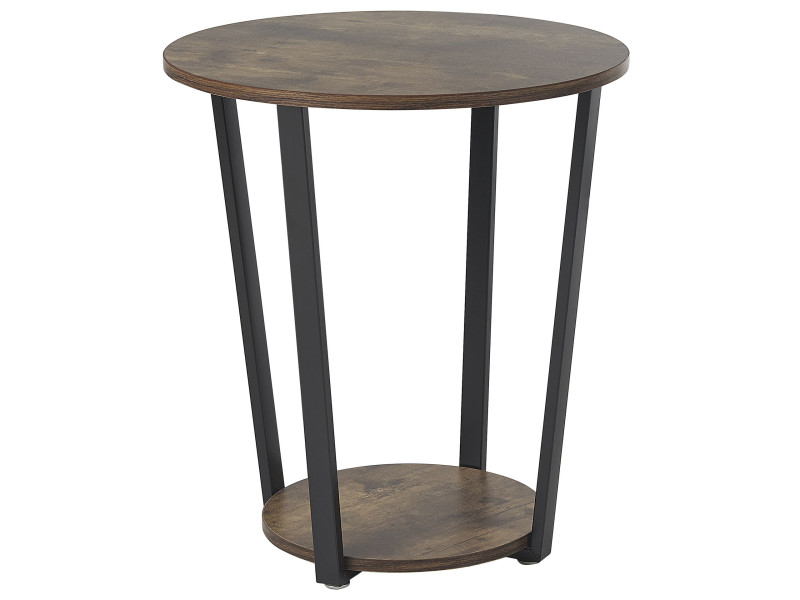 Stolik pomocniczy okrągły 50 cm MDF ciemne drewno 63258