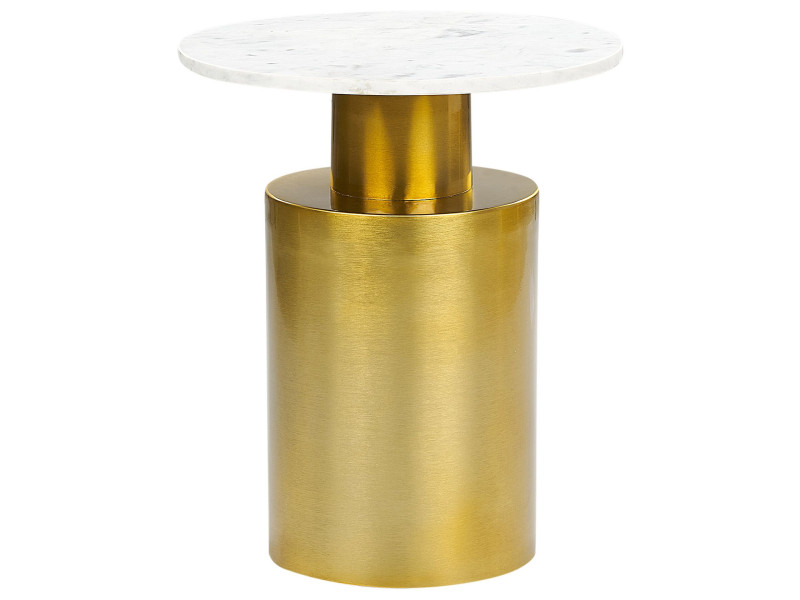 Stolik pomocniczy okrągły biało-złoty metalowy 300595