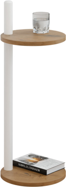 Stolik pomocniczy okrągły loft z półką 30x30x80 cm metalowy biały 1002047