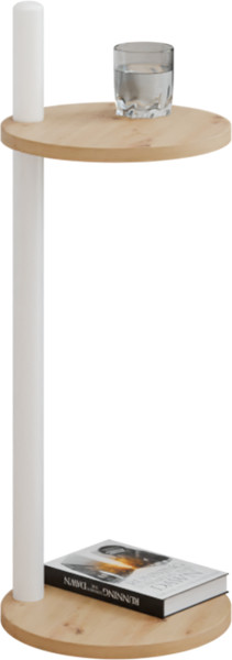 Stolik pomocniczy okrągły loft z półką 30x30x80 cm metalowy biały 1002054
