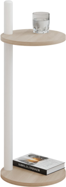 Stolik pomocniczy okrągły loft z półką 30x30x80 cm metalowy biały 1002073