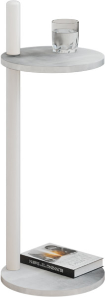 Stolik pomocniczy okrągły loft z półką 30x30x80 cm metalowy biały 1002077