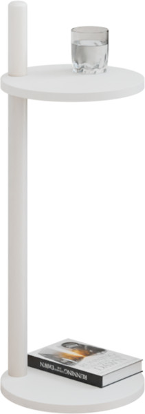 Stolik pomocniczy okrągły loft z półką 30x30x80 cm metalowy biały 1002044