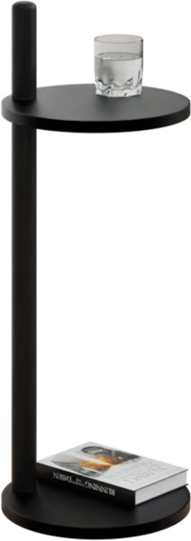 Stolik pomocniczy okrągły loft z półką 30x30x80 cm metalowy czarny 1002067