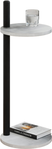 Stolik pomocniczy okrągły loft z półką 30x30x80 cm metalowy czarny 1002055