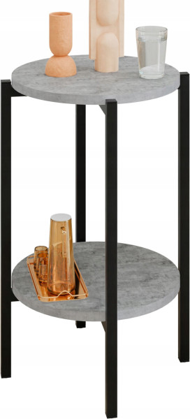 Stolik pomocniczy okrągły loft z półką 35x35x62 cm metalowy czarny 993812
