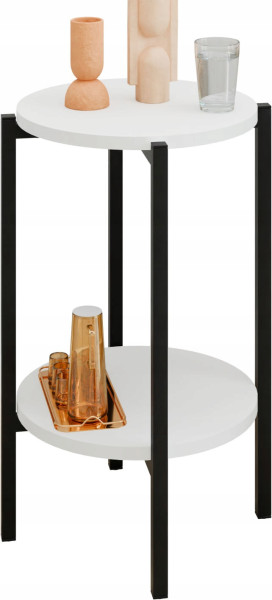 Stolik pomocniczy okrągły loft z półką 35x35x62 cm metalowy czarny 993851