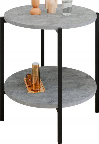Stolik pomocniczy okrągły loft z półką 55x55x62 cm metalowy czarny 993798