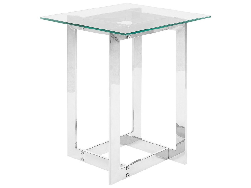 Stolik pomocniczy szklany kwadratowy glamour srebrny 63273