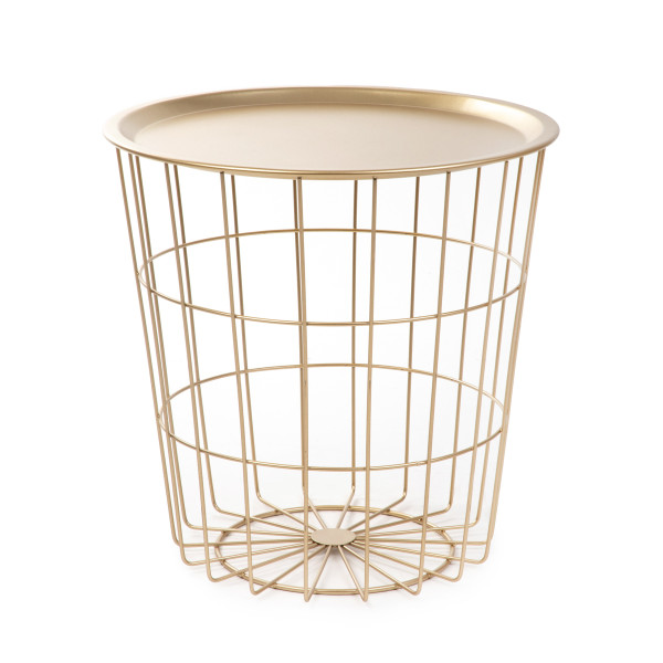 Stolik SCANDI złoty ze złotym blatem 41x41x41 cm HOMLA 955584