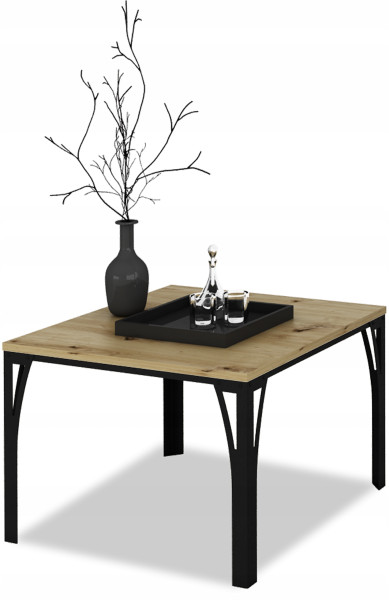 Stolik Skręcany Ława Loft Industrial EKO 65x65x45 Czarny+Dąb Artisan 913575