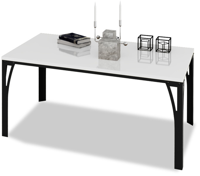 Stolik Skręcany Ława Salon Loft Industrial EKO 100x60 Czarny+Biały Połysk 913630