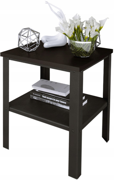Stolik Skręcany Z Półką Loft Salon 40x40x45 Czarny+Blat MiniPearl 913352