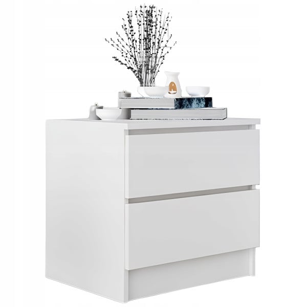 Stolik szafka nocna 2 szuflady 40 x 48 x 45 cm Zoe Biały Mat 774223