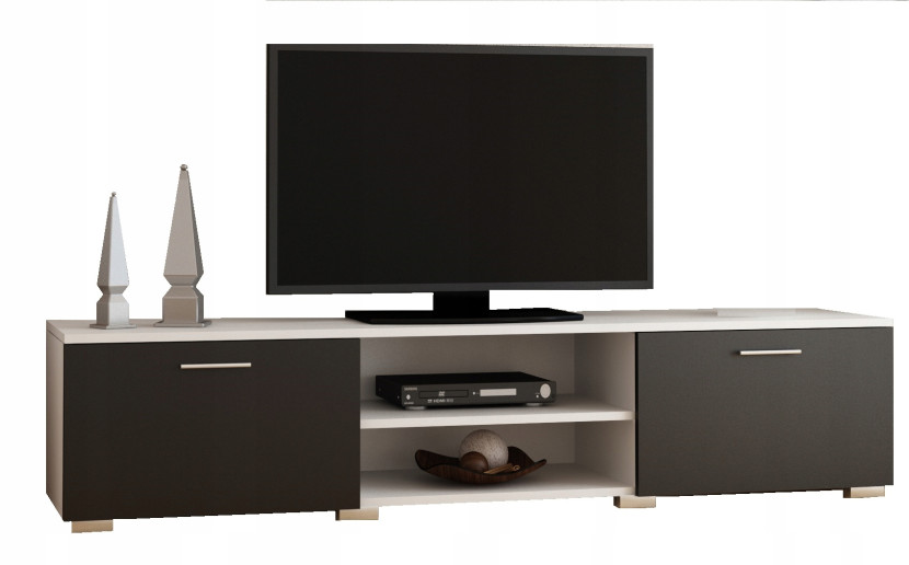 Stolik szafka rtv ROMA 150cm biały czarny komoda PER 966304