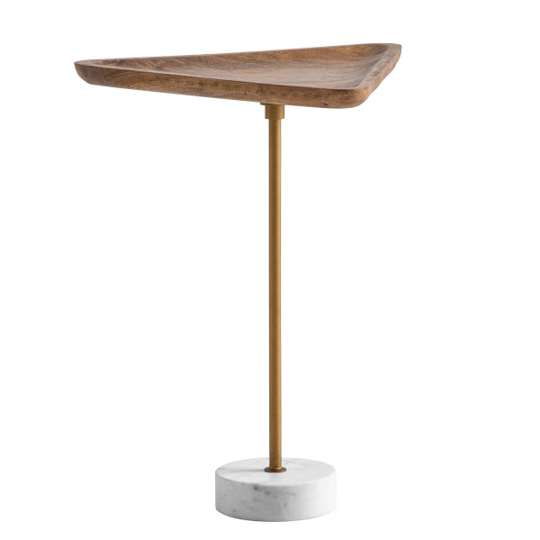 Stolik z Drewna Mango i Marmuru 45x40x55 cm Nowoczesny do Salonu 678680