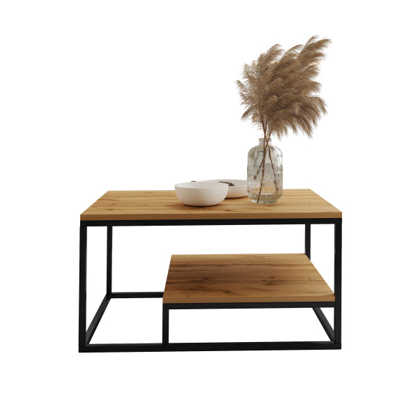 Stolik z półką BALANCE Dąb Wotan na Czarnym stelażu 400939