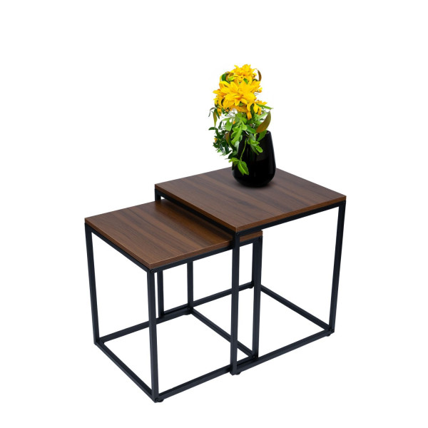 Stoliki kawowe kwadratowe zestaw 2w1 loft orzech włoski 345460