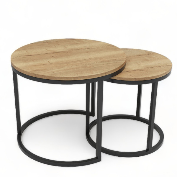 Stoliki kawowe Okrągły Czarny 2w1 HALIFAX EGGER Ø65 + 45 cm 496906