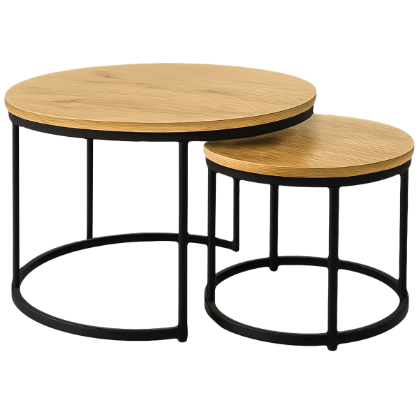 Stoliki kawowe zestaw stolików okrągłych loft industrial SK106D dąb 766278