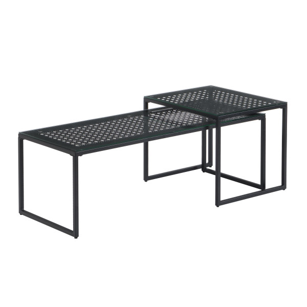 Stoliki składane, szkło, metal, zestaw 2 nowoczesnych stolików kawowych 819601
